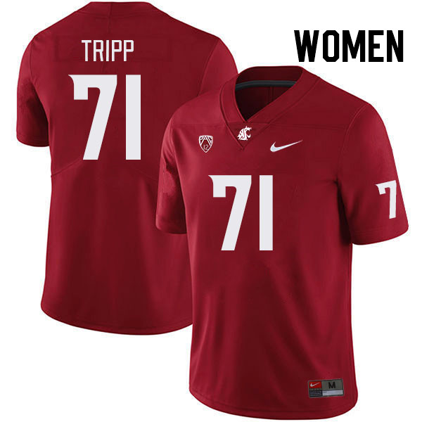 Women #71 Ashton Tripp Washington State Cougars College Football Jerseys Stitched Sale-Crimson